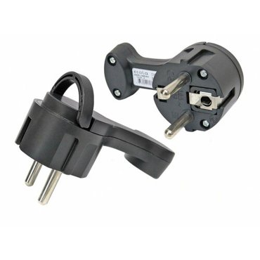 Вилка угловая Ecola base плоская За шкаф Черная с заземлением 16А 250V 530₽