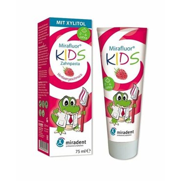Зубная паста Miradent Mirafluor Kids 0-6 лет со вкусом малины 75 мл 730₽