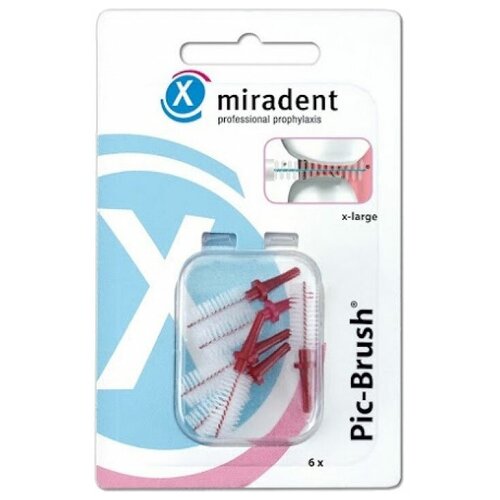 Зубной ершик miradent Pic-Brush X-Large бордовые 65 мм бордовый 6 шт диаметр щетинок 65 мм 690₽