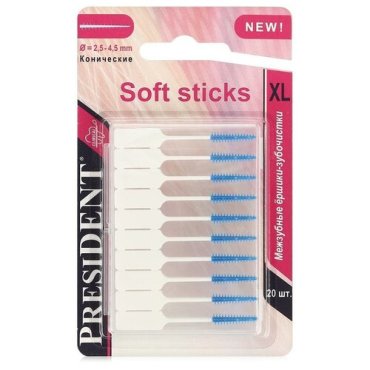 Межзубные ёршики-зубочистки PRESIDENT Soft sticks размер XL 390₽