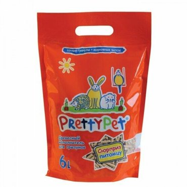 Древесный наполнитель для грызунов PrettyCat с морковными чипсами 2 кг 689₽
