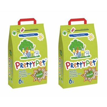 Наполнитель PrettyCat для грызунов и птиц древесный из осиновых гранул 2 кг 6 л - 2 шт 639₽