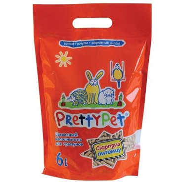 Pretty Cat древесный наполнитель для грызунов и птиц с морковными чипсами 6 л 973₽