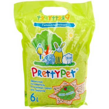 PrettyCat наполнитель для грызунов и птиц осиновый 6 л 2 кг 252₽