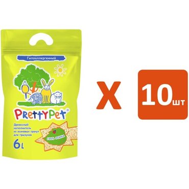 PRETTY PET наполнитель древесный осиновый для грызунов и птиц 6 л х 10 шт 2207₽