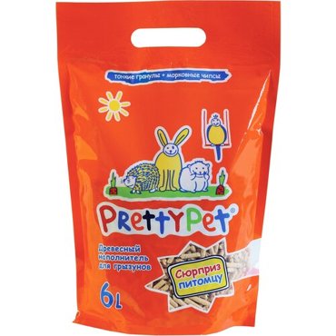 PrettyCat наполнитель для грызунов и птиц древесный с морковными чипсами 6 л 601₽