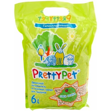 PrettyCat наполнитель для грызунов и птиц осиновый 6 л2 кг 310₽