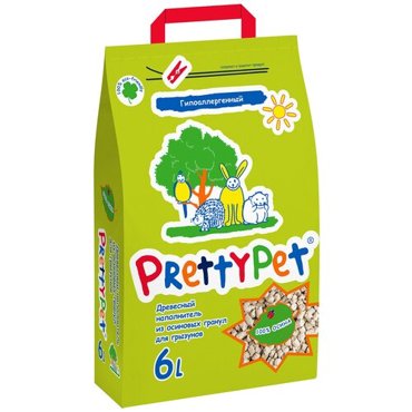 PrettyCat наполнитель для грызунов и птиц осиновый 6 л2 кг 556₽