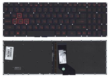 Клавиатура для Acer Nitro 5 AN515-51 черная с красной подсветкой 1500₽