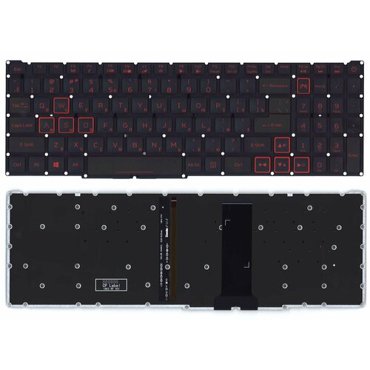Клавиатура для ноутбука Acer Nitro 5 AN517-51 черная с красной подсветкой 4464₽
