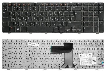 Клавиатура для ноутбука Dell Inspiron 17R N7110 7720 Vostro 3350 3450 3550 3750 Series Г-образный Enter Черная с черной рамкой 0M47P5 1170₽