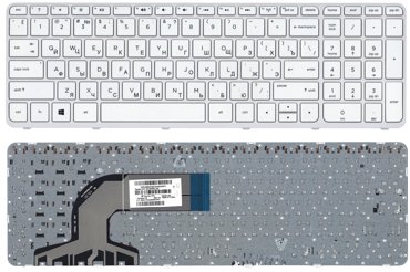 Клавиатура для ноутбука HP Pavilion 15-n089er белая с рамкой 1080₽