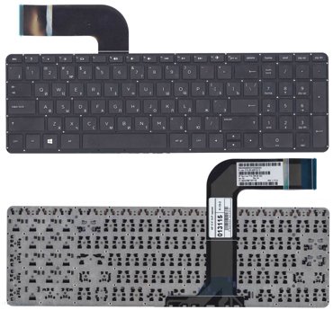Клавиатура для HP Pavilion 15-p052sr черная без рамки плоский Enter 810₽