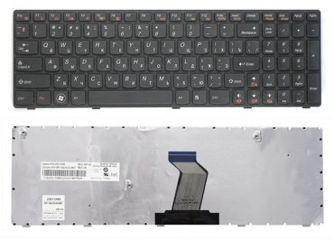 Клавиатура для ноутбука Lenovo 25-011910 черная с черной рамкой ножка крепежа в отдалении от шлейфа 810₽