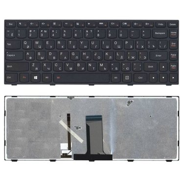 Клавиатура для ноутбука Lenovo Flex 2-14 G40-30 G40-70 черная с черной рамкой с подсветкой 1526₽