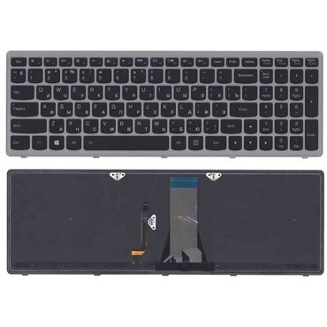 Клавиатура для ноутбука Lenovo G505s Z510 S510 черная с подсветкой c серебристой рамкой 2866₽