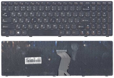 Клавиатура для ноутбука Lenovo IdeaPad G505G черная с черной рамкой версия 2 810₽