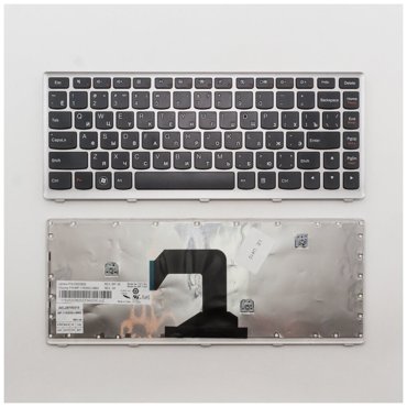 Клавиатура для ноутбука Lenovo IdeaPad U410 черная с серебристой рамкой 940₽