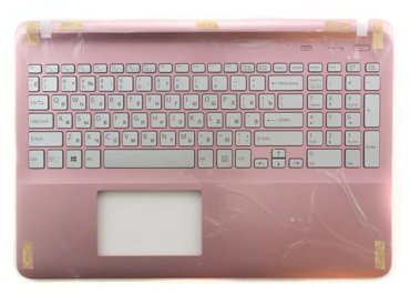 Клавиатура для ноутбука Sony SVF15A1S9RBRU3 серебристая с розовым топкейсом и подсветкой 3910₽