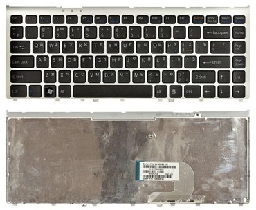 Клавиатура для ноутбука Sony Vaio VGN-FW370JH черная с серебристой рамкой 1080₽
