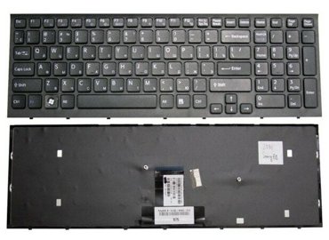 Клавиатура для ноутбука Sony Vaio VPC-EB3E1RBQ черная с черной рамкой 1170₽