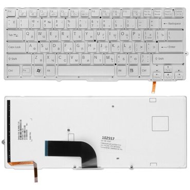 Клавиатура для ноутбука Sony Vaio VPC-SD VPC-SB Series Плоский Enter Серебристая без рамки C подсветкой PN 148949641 1027₽