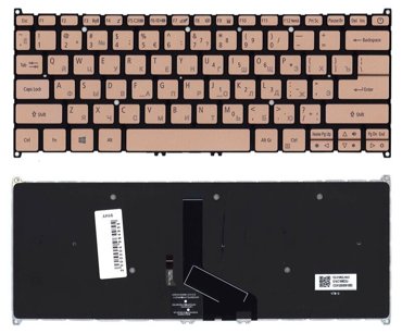 Клавиатура keyboard 102-016m2lha02c для ноутбука Acer Swift 5 SF514-52T золотистая с подсветкой 3916₽