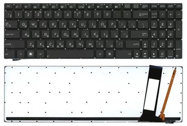 Клавиатура keyboard 9ZN8BSQ10R для ноутбука Asus N56 N56DP N56V N56VJ N56VM N56VZ N76 N76V N76VB N76VJ N76Vm черная с белой подсветкой 2418₽