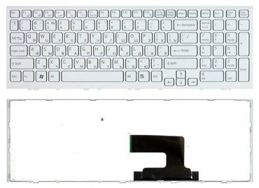 Клавиатура keyboard V116646B-W для ноутбука Sony Vaio VPC-EH VPCEH белая с белой рамкой 1014₽