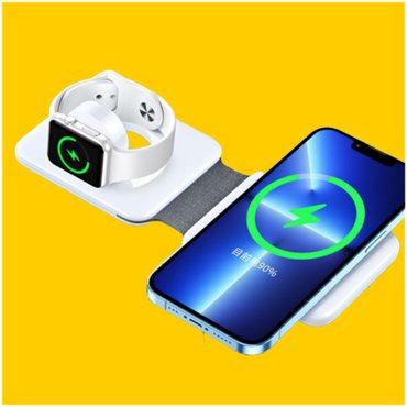 Беспроводное зарядное устройство 3в1 складное для iPhone Apple Watch AirPods Earldom WC19 15 Вт белая 2490₽
