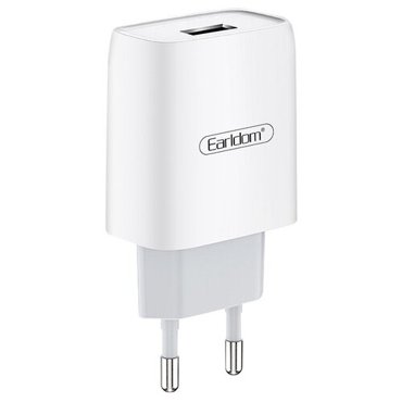 Блок питания сетевой 1 USB Earldom ES-197 2100mAh пластик кабель микро USB цвет белый 318₽