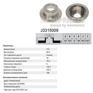 Диск тормозной NIPPARTS J3315009 10435₽