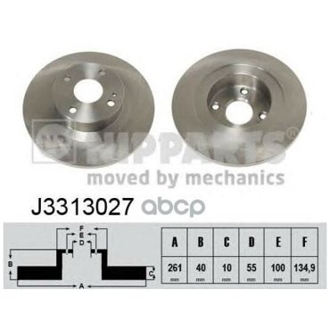 Тормозной диск задний Nipparts J3313027 для Mazda 323 VI 950₽