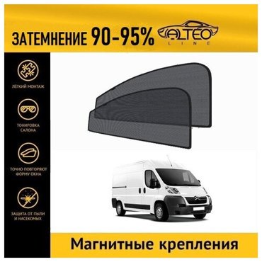 Каркасные автошторки ALTEO PREMIUM на Citroen Jumper2 2006-2014 фургон на передние двери на магнитах с затемнением 90-95 2550₽