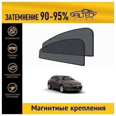 Каркасные автошторки ALTEO PREMIUM на Opel Astra J рестайлинг 2012-2015 хэтчбек 5d на передние двери на магнитах с затемнением 90-95 2550₽