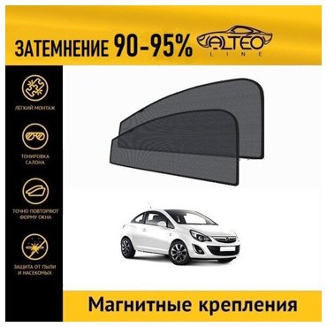 Каркасные автошторки ALTEO PREMIUM на Opel Corsa D рестайлинг 2010-2014 хэтчбек 3d на передние двери на магнитах с затемнением 90-95 2550₽