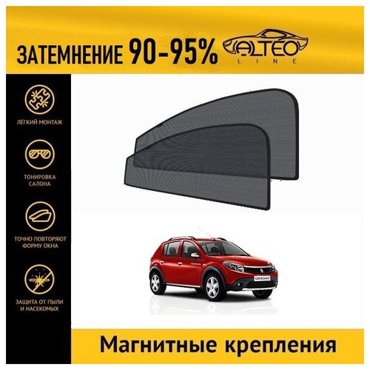 Каркасные автошторки ALTEO PREMIUM на Renault Sandero Stepway 1 2010-2014 на передние двери на магнитах с затемнением 90-95 2695₽