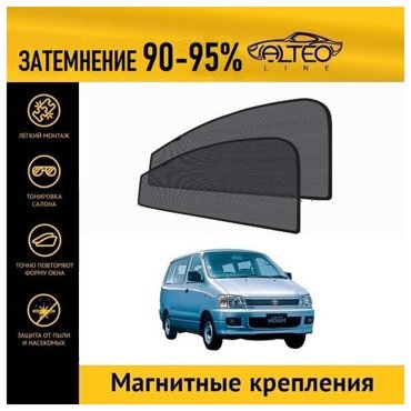 Каркасные автошторки ALTEO PREMIUM на Toyota Lite Ace Noah 1 1996-1998 на передние двери на магнитах с затемнением 90-95 2550₽