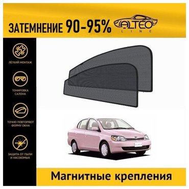 Каркасные автошторки ALTEO PREMIUM на Toyota Platz 1 XP10 1999-2002 на передние двери на магнитах с затемнением 90-95 2550₽
