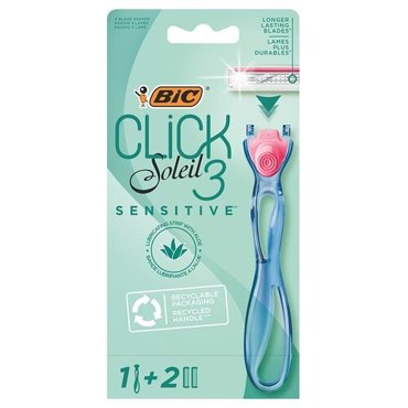 BIC Бритвенный станок Click 3 Soleil Sensitive 3 шт с 2 сменными лезвиями в комплекте 725₽