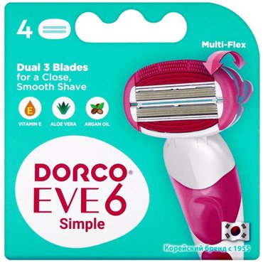 Dorco Eve 6 Simple Shai Sweetie cменные кассеты 4 шт с 4 сменными лезвиями в комплекте 1204₽