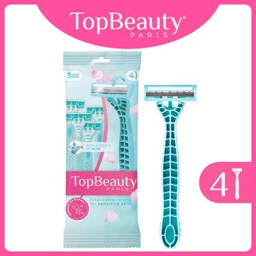 TopBeauty Paris Бритвы женские одноразовые 3 лезвия плавающая головка 4шт 290₽