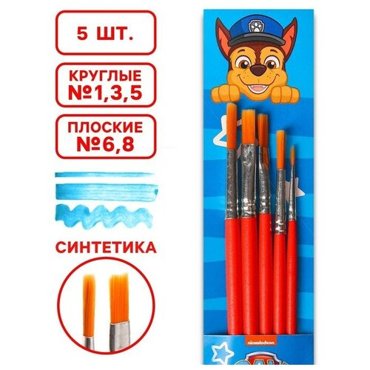 Набор кистей Синтетика 5шт кр 135 пл 68 Paw Patrol 431₽