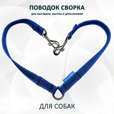 Поводок сворка totemica для двух собак для выставок для выгула и дрессировки Классический Голубой 975₽