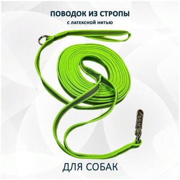 Поводок totemica для собак из стропы с латексной нитью Лайм 2 м 1450₽