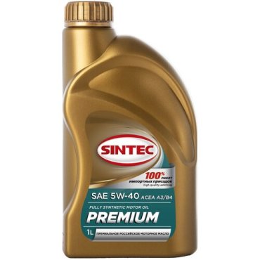 Моторное масло SINTEC PREMIUM 9000 SAE 5W-40 API SN ACEA A3B4 Синтетическое 4 л 753₽