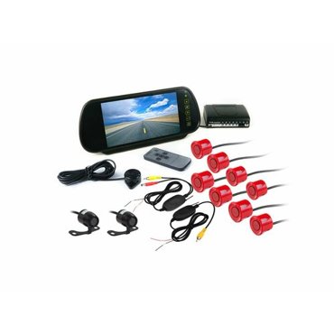 MasterPark 041-8-WZ-RED W3453RU красные датчики - беспроводной парктроник с двумя камерами восемью датчиками и монитором в зеркале 19849₽