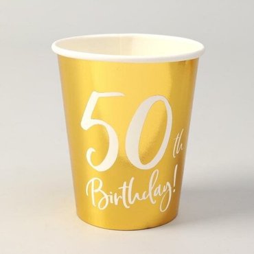Стакан бумажный 50th Birthday 220 мл набор 6 шт 328₽