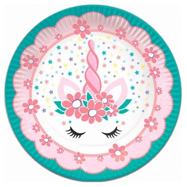Набор тарелок Тарелки одноразовые бумажные Единорог Pink Tiffany 18см 6штуп 6058395 1732359 314₽