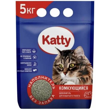 Акция 2 штуки Наполнитель для кошачьего туалета комкующийся Katy 5кг 850₽